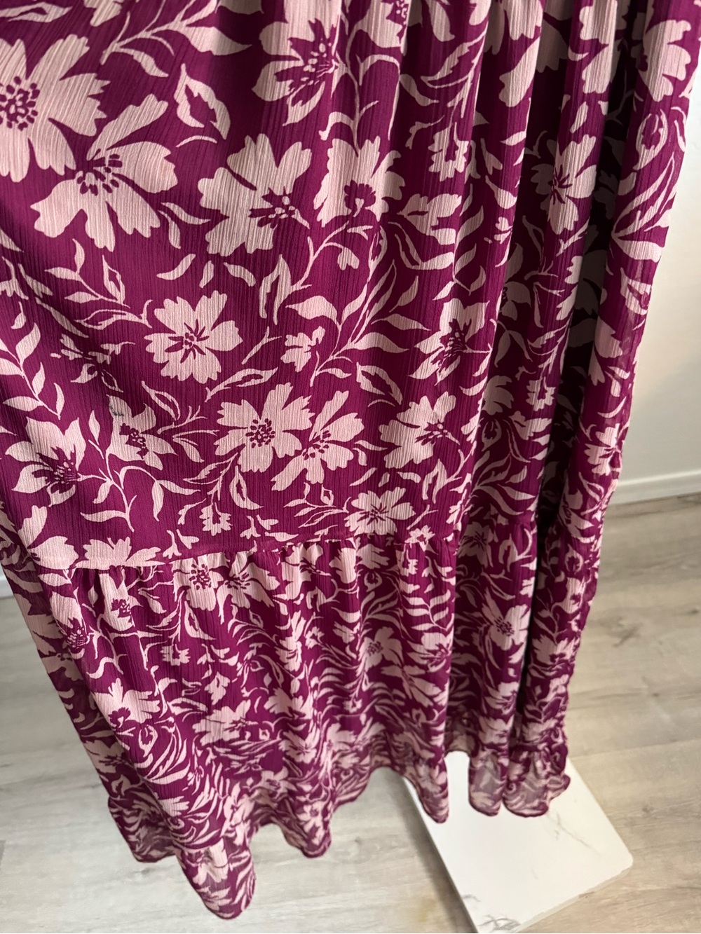 Patrons of Peace Berry Floral V‑Neck Shirred Maxi Dress - Picture 8 of 12